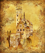 Medieval Golden Castle Painting by Angeles M Pomata