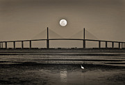 Moonrise Over Skyway Bridge Photograph by Steven Sparks