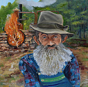Popcorn Sutton - Rocket Fuel -White Whiskey Painting by Jan Dappen