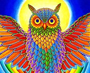 Rainbow Owl Drawing by Rebecca Wang