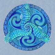 Seahorse Triskele Drawing by Rebecca Wang