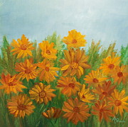 Sunflowers Abstract Painting by Angeles M Pomata