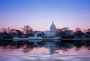 Sunrise behind the dome of the Capitol in DC Photograph by Steven Heap