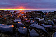 Sunrise Fire On The New Hampshire Coast. Photograph by Jeff Sinon