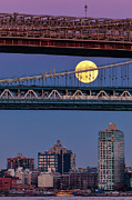 Super Moon, Manhattan and Brooklyn Bridges NYC Photograph by Susan Candelario