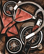 Vintage Red Tricycle Art print Painting by Tommervik