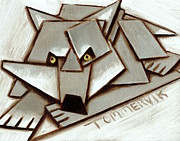 Tommervik Geometric Gray Wolf Painting Art Print Painting by Tommervik