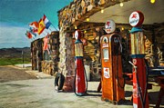 Vintage gas pumps on route 66 in Cool Springs Digital Art by Miroslav Liska