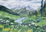 Watercolor - Colorado Summer Landscape Painting by Cascade Colors