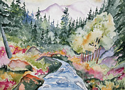 Watercolor - Long's Peak Autumn Landscape Painting by Cascade Colors