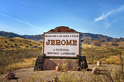 Welcome sign to the historic mountain town of Jerome, Arizona Photograph by Miroslav Liska