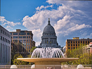 Wisconsin  Capitol and Fountain Photograph by Steven Ralser