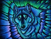 Wolf Aurora Pastel by Rebecca Wang