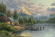 Lakeside Hideaway #1 Framed Print by Thomas Kinkade - Thomas Kinkade