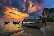 Sunset over Railay Beach at Krabi, Thailand #1 Photograph by Miroslav Liska