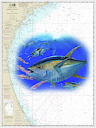Tuna and Squids Chart Painting by Mark Ray