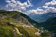 Aerial view of an old road going through the St. Gotthard pass in the Swiss Alps #2 Photograph by Miroslav Liska