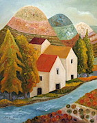 Autumn Flow Painting by Angeles M Pomata