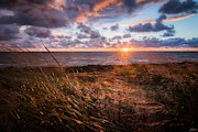 Beachfront sunset on Lake Michigan Photograph by Owen Weber