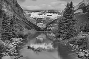 Before The Sun At Lake Louise Black And White Photograph by Adam Jewell