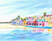 Capitola California Colorful Houses Painting by Carlin Blahnik CarlinArtWatercolor