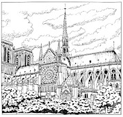 Notre Dame de Paris- Our Lady of Paris Drawing by William Hart McNichols