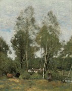 Clairiere Du Bois Pierre, Aux Evaux, Pres Chateau-thierry Painting by Jean-baptiste-camille Corot