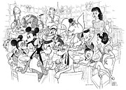 Disney Algonquin Round Table Drawing by Al Hirschfeld
