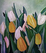 Evening Tulips Painting by Angeles M Pomata