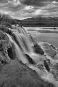 Fall Creek Falls Sunset Portrait Black And White Photograph by Adam Jewell