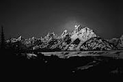 Full Moon Sets in the Tetons Photograph by Raymond Salani III