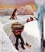 Gathering Wood Drawing by John Clymer