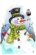 Gentle Snowman Painting by Lucia Stewart