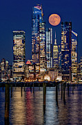 Hudson Yards NYC And Full Moon Photograph by Susan Candelario