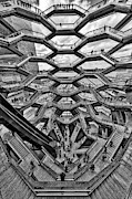 Inside the Hudson Yards Vessel NYC  BW Photograph by Susan Candelario