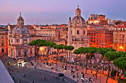 Italy, Latium, Roma District, Rome, Vittorio Emanuele Monument, Looking Down At The Streets Around The Altare Della Patria At Sunset Digital Art by Monica Goslin