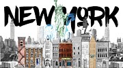 New York Graffiti Skyline Drawing by J.c. Leyendecker