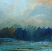 Night Fading In The Woods Painting by Angeles M Pomata