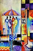 One Umbrella Painting by Olumide Egunlae
