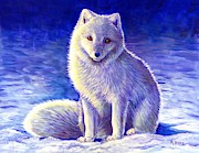 Peaceful Winter Arctic Fox Painting by Rebecca Wang