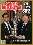 President Ronald Reagan And Stars & Stripes Dennis Conner Sports Illustrated Cover Photograph by Sports Illustrated