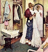Prom Dress Greeting Card by Norman Rockwell