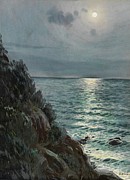 Seashore Under A Full Moon Painting by Albert Nikolajewitsch Benois