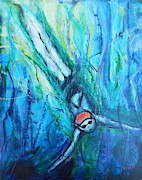 Single swimmer Painting by Mary Conner