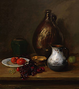 Still Life, Fruit and Pottery, 1906 Metal Poster by William