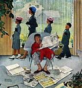 Sunday Morning Acrylic Print by Norman Rockwell - The Saturday