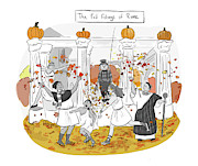 The Fall Foliage of Rome Drawing by Brooke Bourgeois