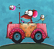 The Pink Car Painting by Lucia Stewart