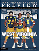West Virginia Steve Slaton, Qb Pat White, And Owen Schmitt Sports Illustrated Cover Photograph by Sports Illustrated