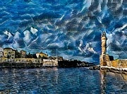 Chania Lighthouse - Hania Harbour #1 Digital Art by Antonios Valamontes